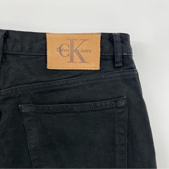 CK Calvin Klein Jeans Vintage Leather Patch Tapered 90's Moms Black Jeans Sz 13 - Picture 3 of 10